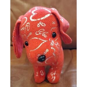 14 Inch Red Love You Silver Hearts Dachshund Puppy Dog Stuffed Animal Plush Toy